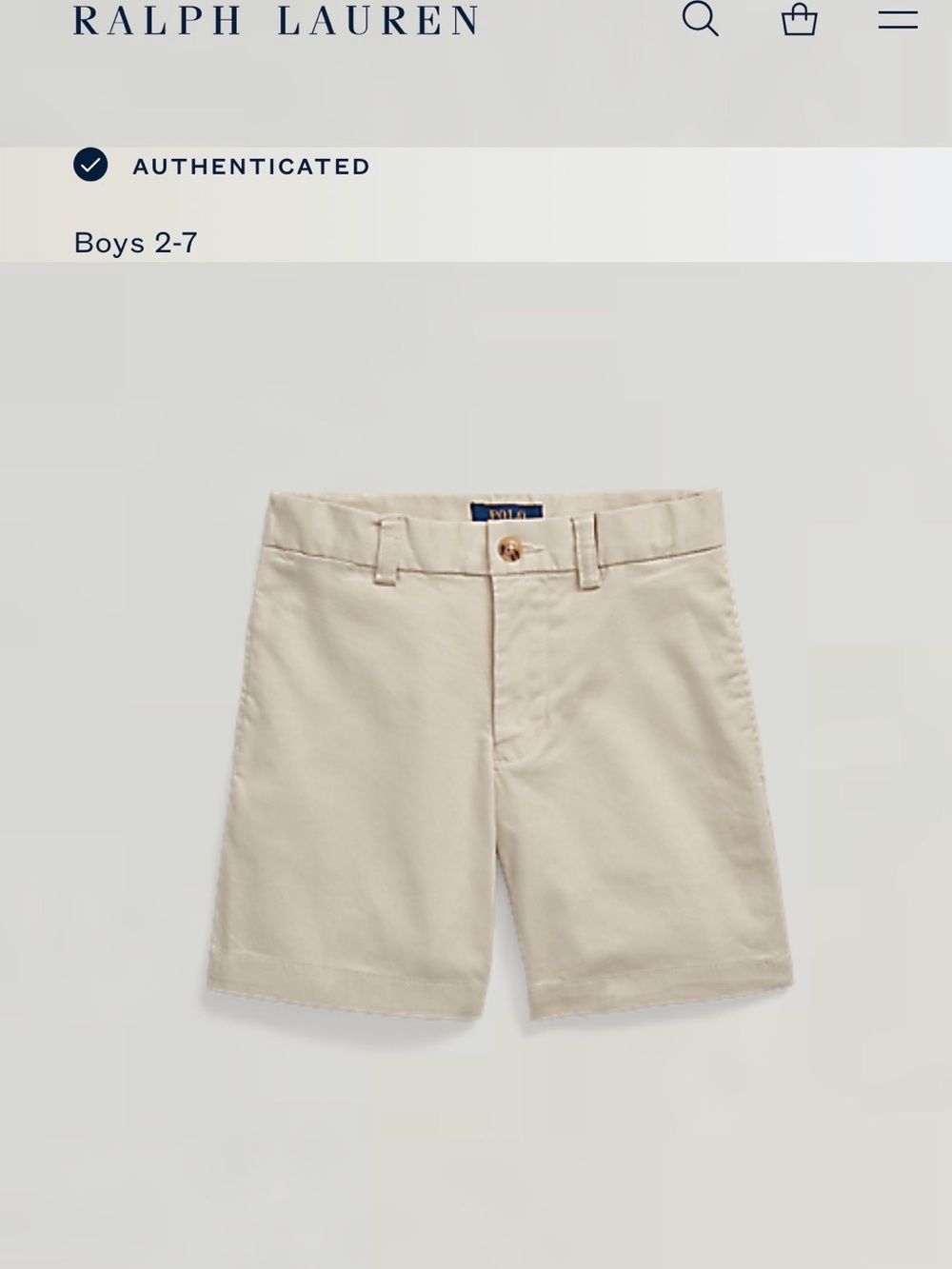 Ralph Lauren Cream Flat-Front Chino Shorts